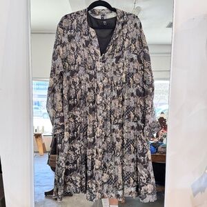 Yavi Long Sleeve Button Down Dress With Slip